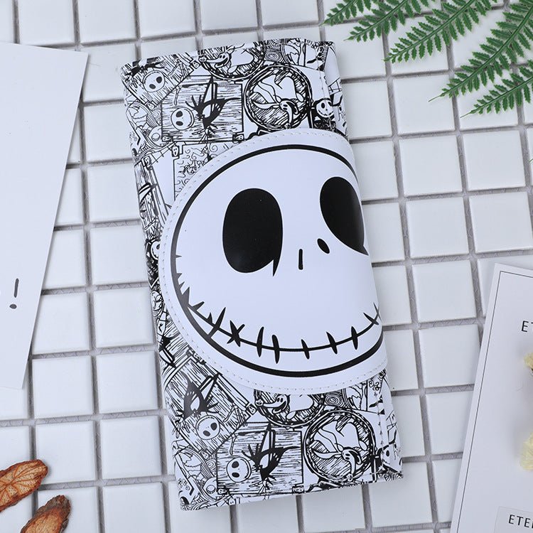 Skull Long Buckle Wallet Clutch Black Long