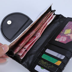 Skull Long Buckle Wallet Clutch Black Long