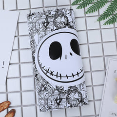 Skull Long Buckle Wallet Clutch Black Long