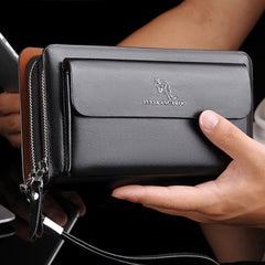 Sleek Men's Leather Clutch Bag Brown