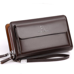 Sleek Men's Leather Clutch Bag Brown