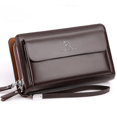Sleek Men's Leather Clutch Bag Brown