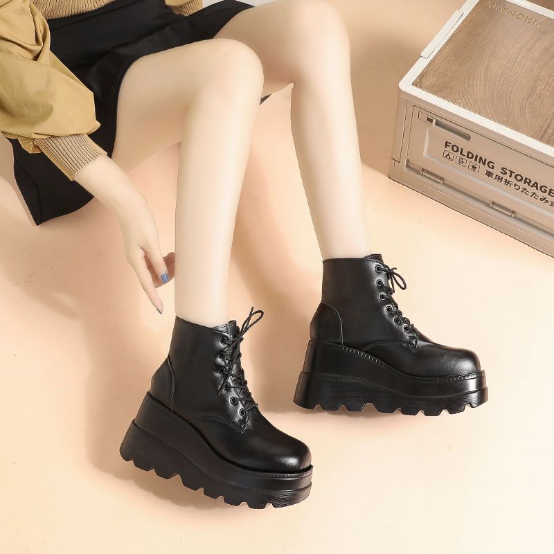 Small Height - Increasing Martian Boots for Women Black Light