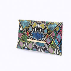 Snake print clutch handbag Green