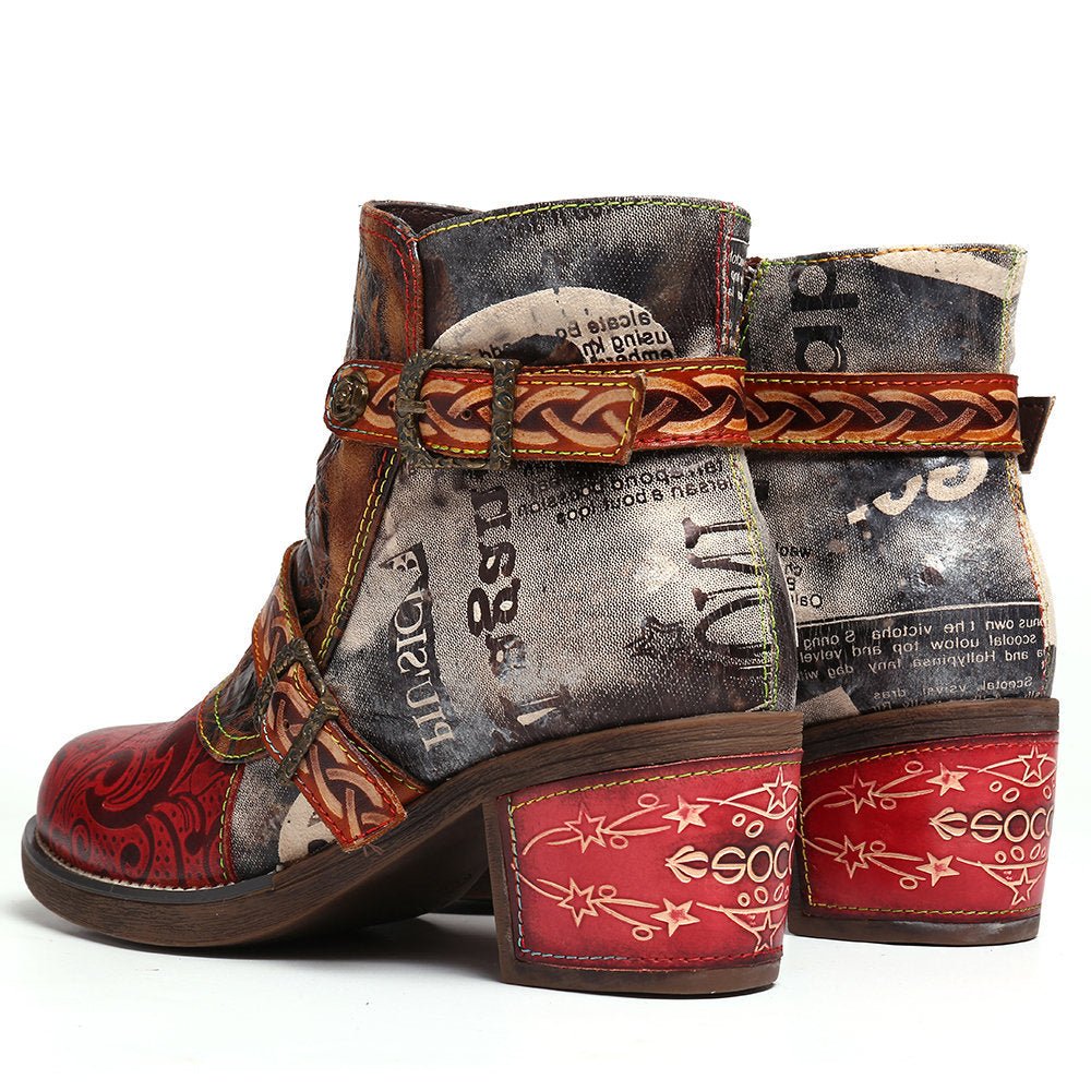 Snake Print Leather Boots for Women – Bold & Stylish Red