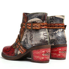 Snake Print Leather Boots for Women – Bold & Stylish Red