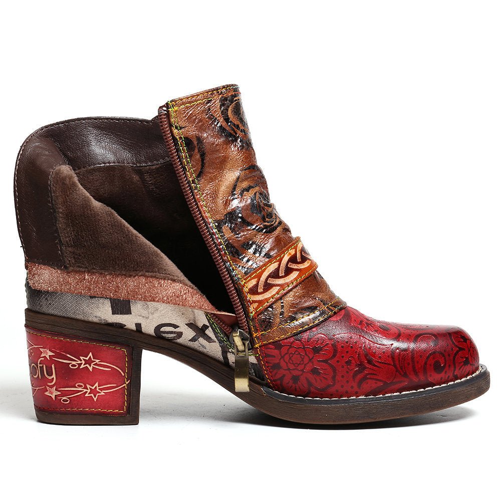 Snake Print Leather Boots for Women – Bold & Stylish Red