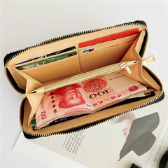 Snake print zipper clutch Black