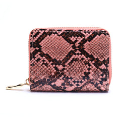 Snakeskin Wallet Women’s Zipper Coin Purse with Clutch Pink
