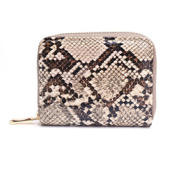 Snakeskin Wallet Women’s Zipper Coin Purse with Clutch Light Grey