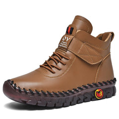 Snow Warm Lace - Up Plush Ankle Boots with Waterproof Dark Brown Cotton