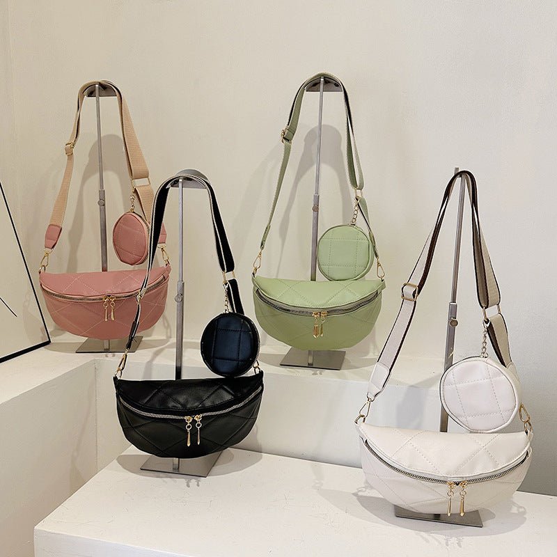 Soft Leather Textured Clutch Saddle Crossbody Waist Bag Green