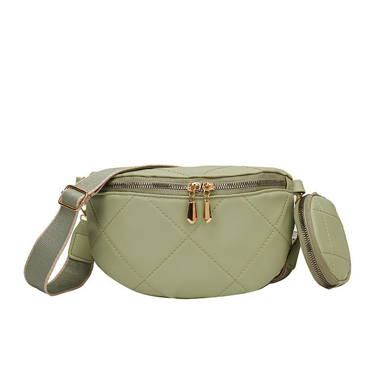 Soft Leather Textured Clutch Saddle Crossbody Waist Bag Green