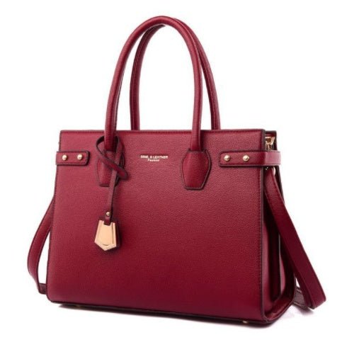 Solid Color Zipper Clutch PU Clutch Shoulder Wine Red