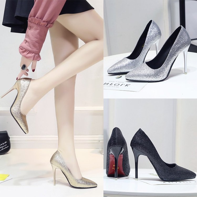 Spring And Summer New High Heels Stiletto Heel Gold And Silver Color Formal Dress Bridesmaid Bridal Shoes Silver