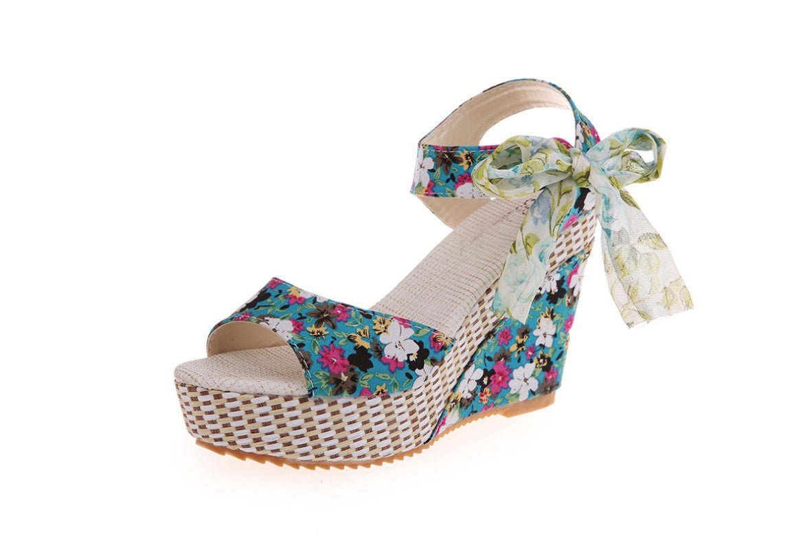 Spring & Summer Sexy Open - Toe Wedge Sandals – Black Women’s Sandals Blue