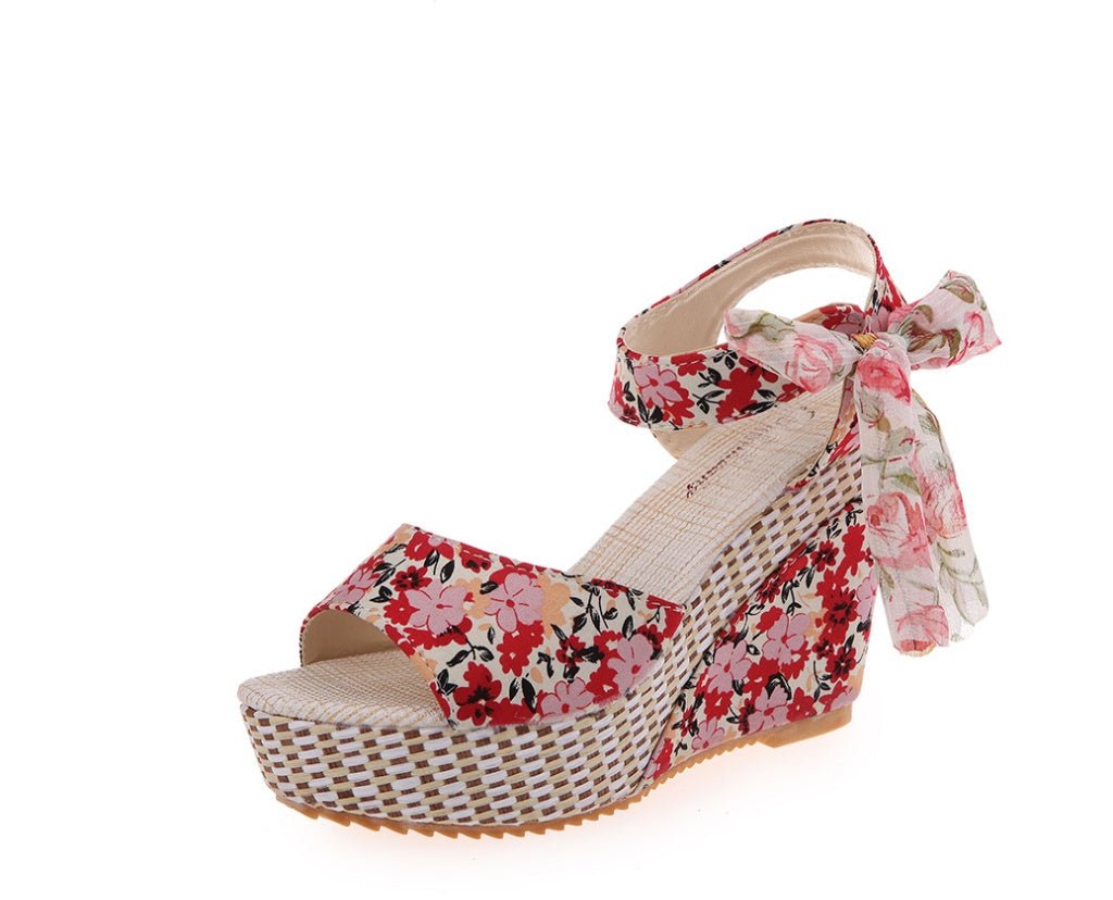 Spring & Summer Sexy Open - Toe Wedge Sandals – Black Women’s Sandals Red