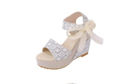 Spring & Summer Sexy Open - Toe Wedge Sandals – Black Women’s Sandals Silver