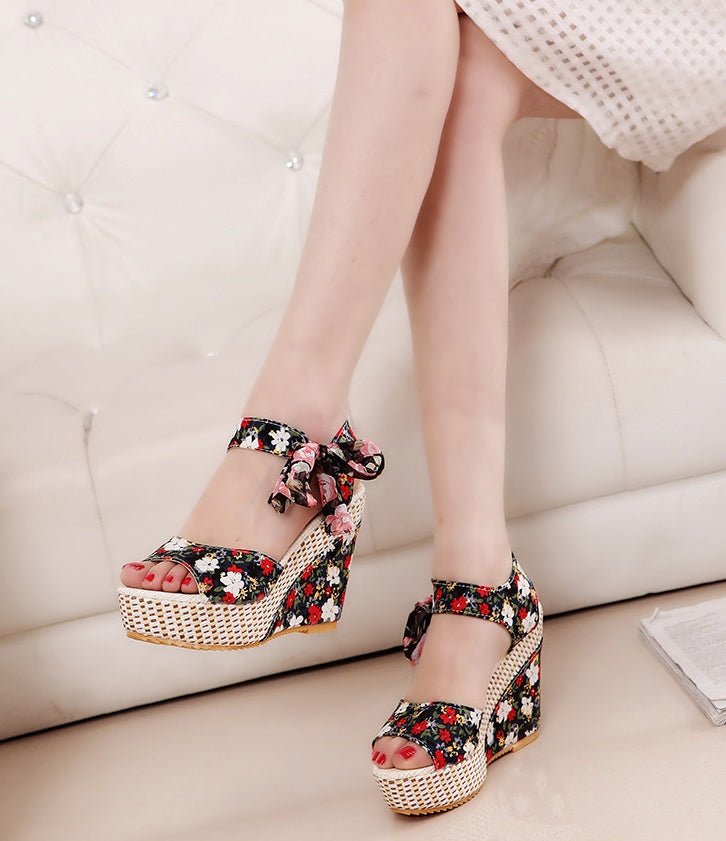 Spring & Summer Sexy Open - Toe Wedge Sandals – Black Women’s Sandals Blue