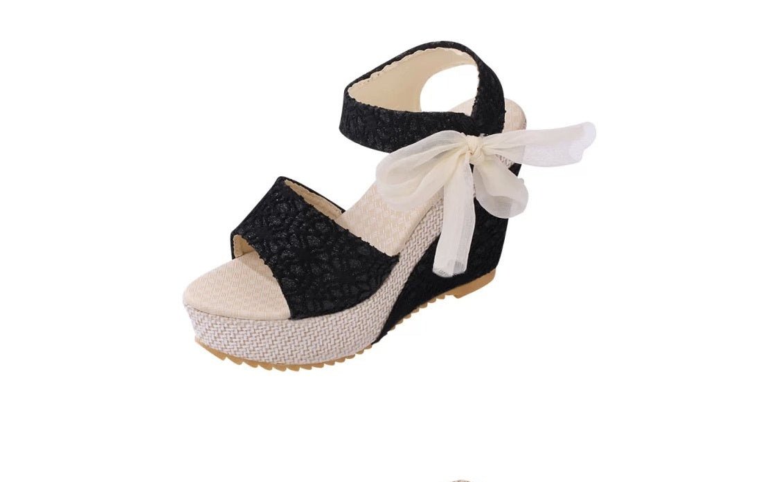 Spring & Summer Sexy Open - Toe Wedge Sandals – Black Women’s Sandals Black