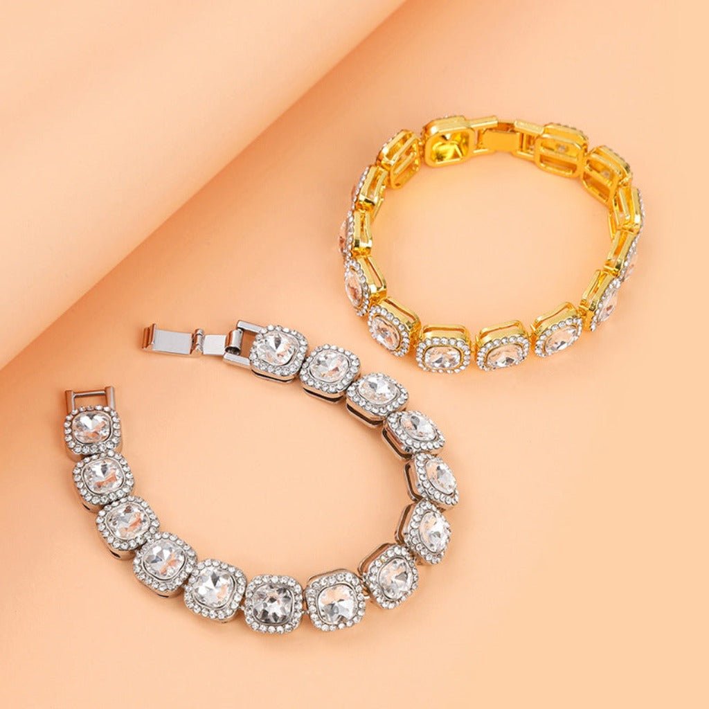Square Rock Candy Chain Bracelet European and American Fashion Gold 7inch Bracelet 18cm