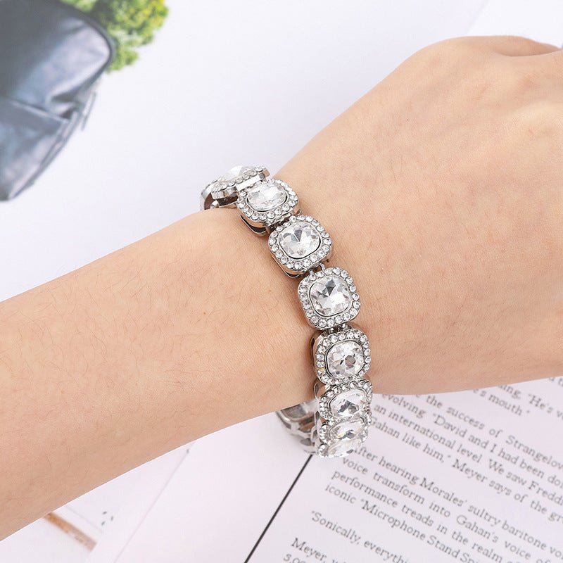 Square Rock Candy Chain Bracelet European and American Fashion Gold 7inch Bracelet 18cm