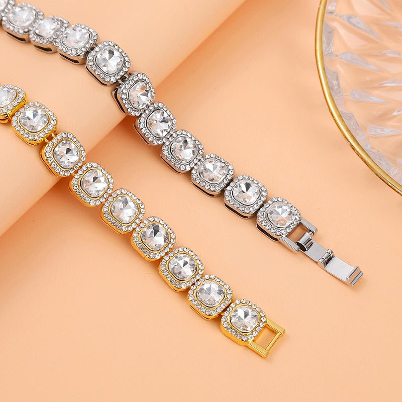 Square Rock Candy Chain Bracelet European and American Fashion Gold 7inch Bracelet 18cm