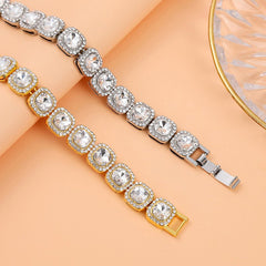 Square Rock Candy Chain Bracelet European and American Fashion Gold 7inch Bracelet 18cm