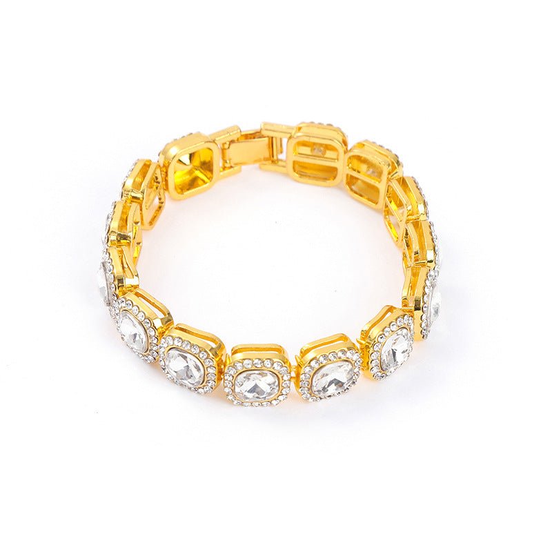 Square Rock Candy Chain Bracelet European and American Fashion Gold 7inch Bracelet 18cm