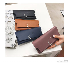Star Moon Rivet Zipper Soft Leather Coin Wallet Purple