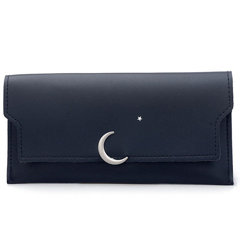 Star Moon Rivet Zipper Soft Leather Coin Wallet Purple