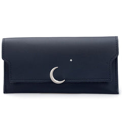 Star Moon Rivet Zipper Soft Leather Coin Wallet Purple