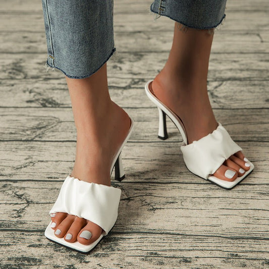 Stiletto Heels And Sandals Fashion Color Outside Wearing Slippers For Women White
