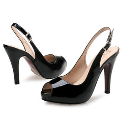 Stiletto high heel sandals female nude high heels Black 10.5 cm
