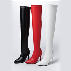 Stiletto High Heel Side Zipper Stretch Boots Black