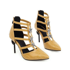 Stiletto pointed toe plus size women sandals Yellow