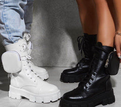 Strapping Purse with Thick Soled Boots White