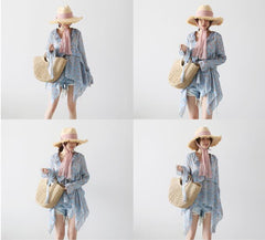 Straw Clutch Handbag for Summer Beach Vacation 30x20 cm