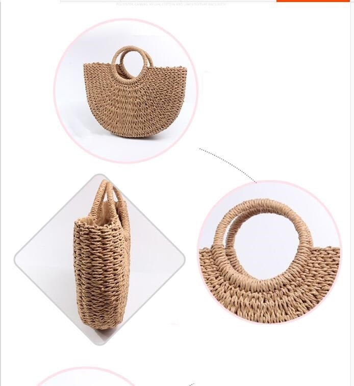 Straw Clutch Handbag for Summer Beach Vacation 30x20 cm