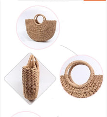 Straw Clutch Handbag for Summer Beach Vacation 30x20 cm