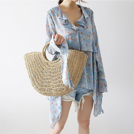Straw Clutch Handbag for Summer Beach Vacation 30x20 cm