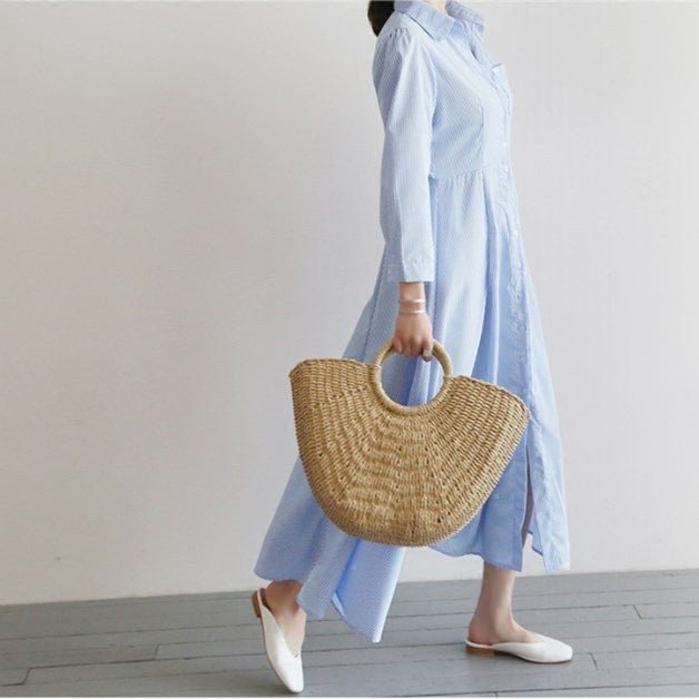 Straw Clutch Handbag for Summer Beach Vacation 30x20 cm