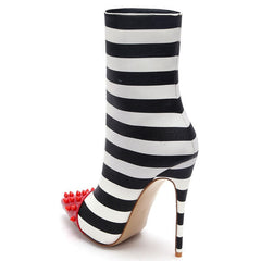 Striped contrast color 12cm ultra - high stiletto rivet tip Stripe