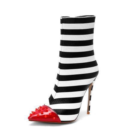 Striped contrast color 12cm ultra - high stiletto rivet tip Stripe