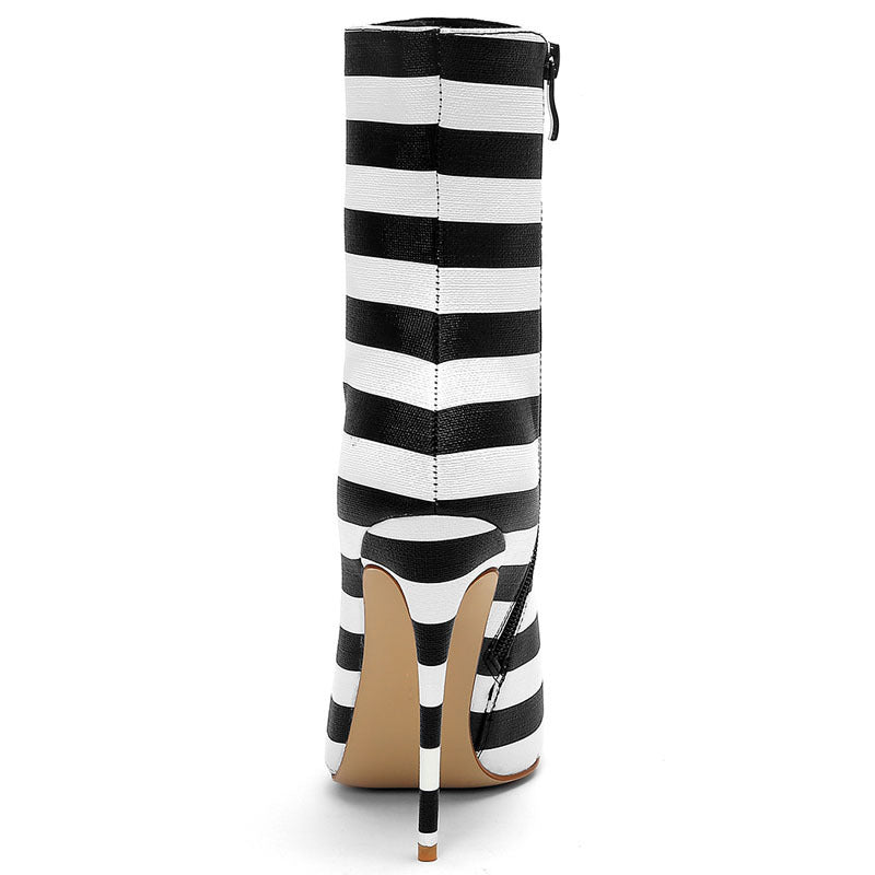 Striped contrast color 12cm ultra - high stiletto rivet tip Stripe