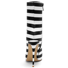 Striped contrast color 12cm ultra - high stiletto rivet tip Stripe
