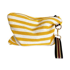 Striped Tassel Cosmetic Bag Zipper Canvas Cosmetic Bag Red