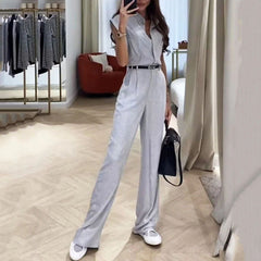 Summer Chic Sleeveless Top & Trousers Set Grey