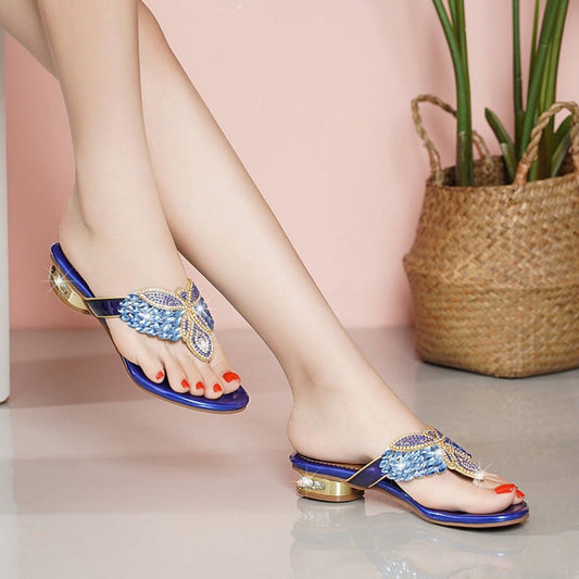 Summer Elegant Patio Women's Casual Trends Barefoot Slippers Blue