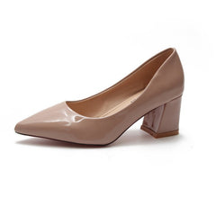 Summer New Pointed Shallow Mouth Thick Heel High Heels Pink